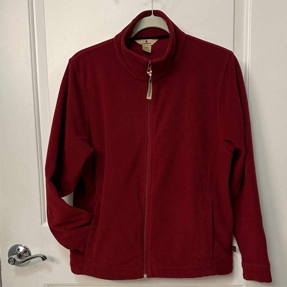 Woolrich Red Zip-Up Fleece Jacket